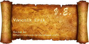 Vancsik Erik névjegykártya